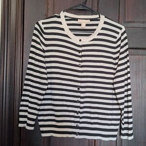 Banana Republic Black and White Striped Cardigan
